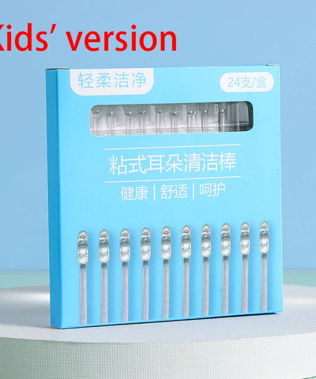 24Pcs/Box Silicone EarWax Remover Sticky Ear Picks Disposable Adhesive Earpick S/L Reusable Ear Cleaner for Kids & Adults