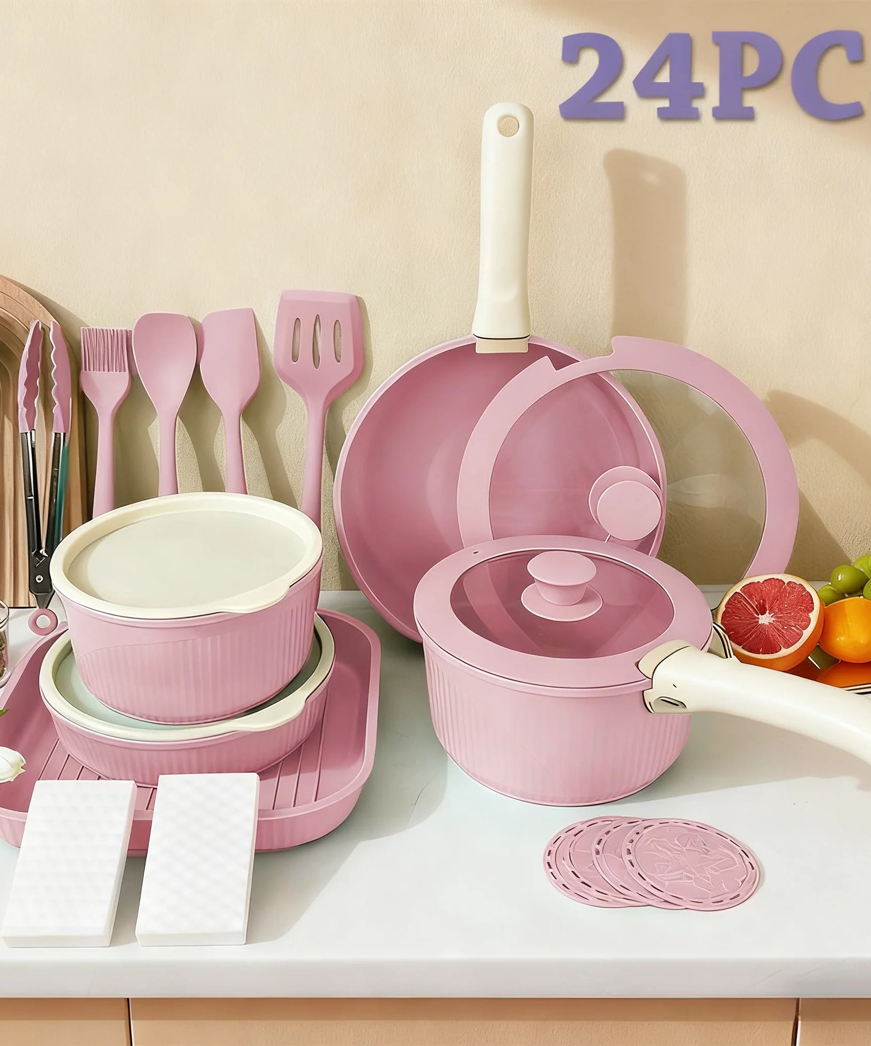 Pots and Pans Set, Nonstick Cookware Set Detachable Handle, Induction Kitchen Cookware Sets , RV Cookware Set, Oven Safe