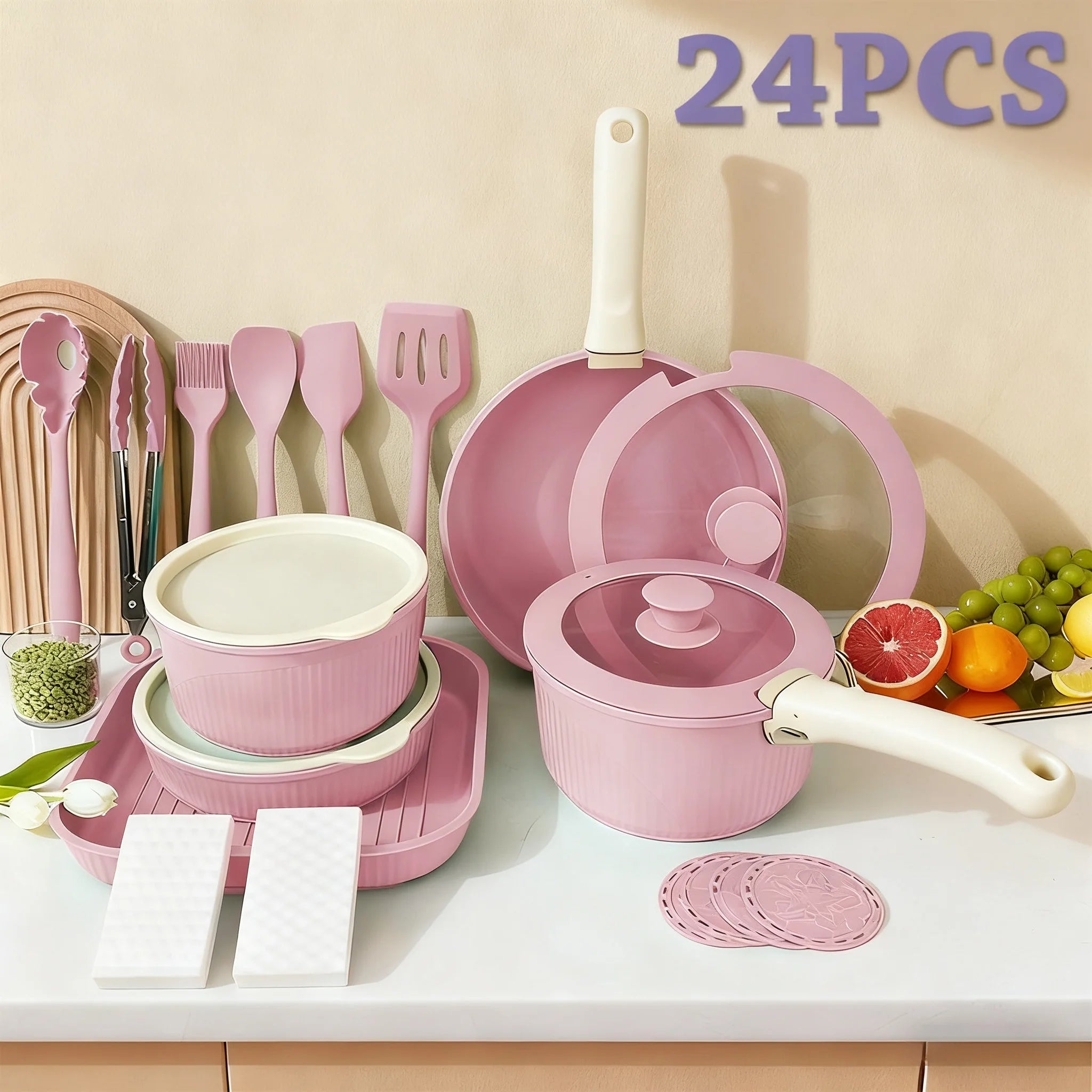 Pots and Pans Set, Nonstick Cookware Set Detachable Handle, Induction Kitchen Cookware Sets , RV Cookware Set, Oven Safe