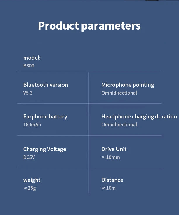 MZYMI BS09 Neckband Earbuds Wireless Bluetooth5.3 Noise Reduction Headphones HiFi Stereo Earphones Waterproof Headset With Mic