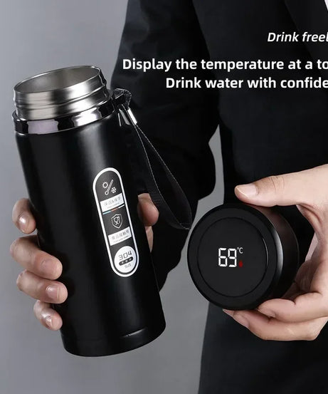 800ML-1L Stainless Steel Thermos Bottle 304 Tea Bottle Car Vacuum Bottle with LED Temperature Display Portable Drinking Cup