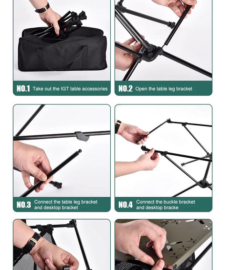 WESTTUNE Camping Folding Table Portable Aluminum Alloy Lightweight Table with Accessories Multifunctional Outdoor Table