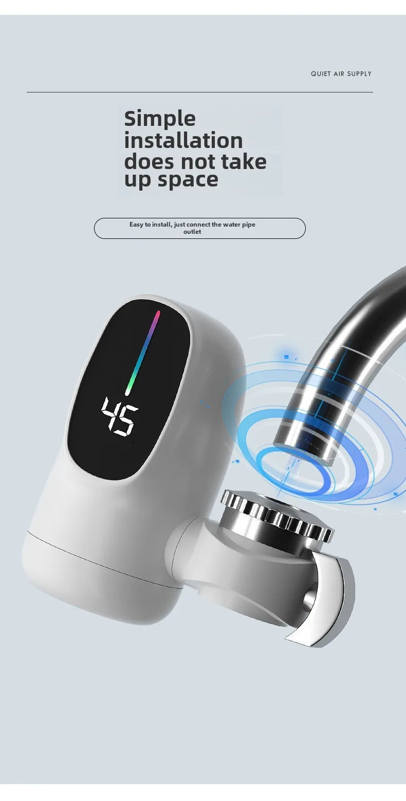 3000W Instant Hot Water Heater Faucet Electric Tankless for Kitchen Fast Heating Tap with Temperature Display