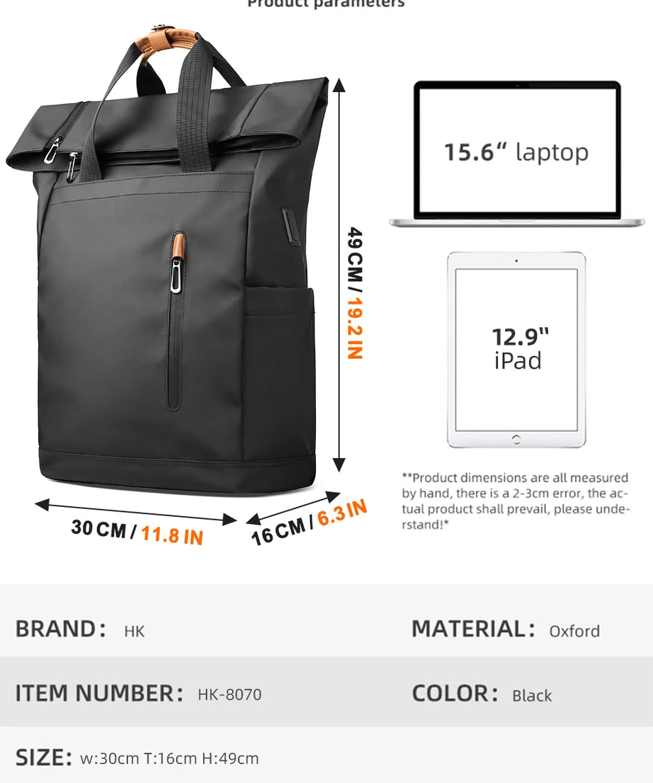 Heroic Knight Travel Men Backpack Multifunction Expandable Laptop Bag USB Port Outdoor Waterproof Hiking Pack For Male Anti-thef