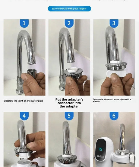 3000W Instant Hot Water Heater Faucet Electric Tankless for Kitchen Fast Heating Tap with Temperature Display