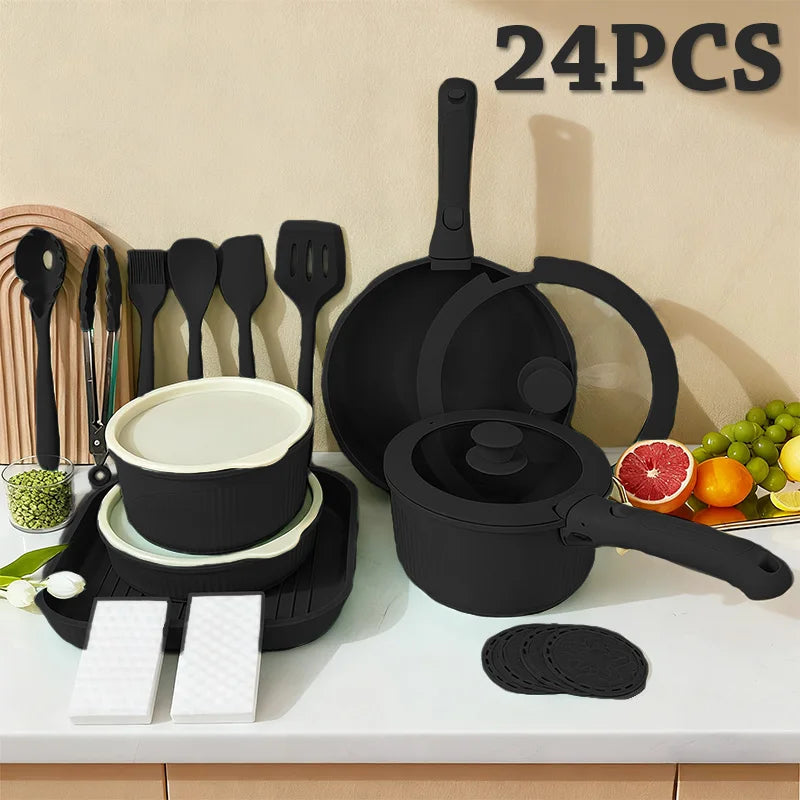 Pots and Pans Set, Nonstick Cookware Set Detachable Handle, Induction Kitchen Cookware Sets , RV Cookware Set, Oven Safe