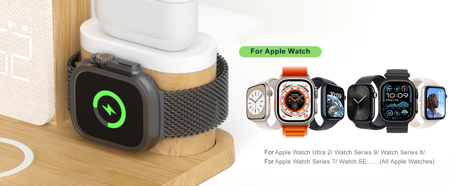 7-in-1 MagSafe Alarm Clock Charger-Wireless Station for iPhone 12-16/Samsung/Xiaomi/Huawei/Apple Watch/AirPods with Night Light