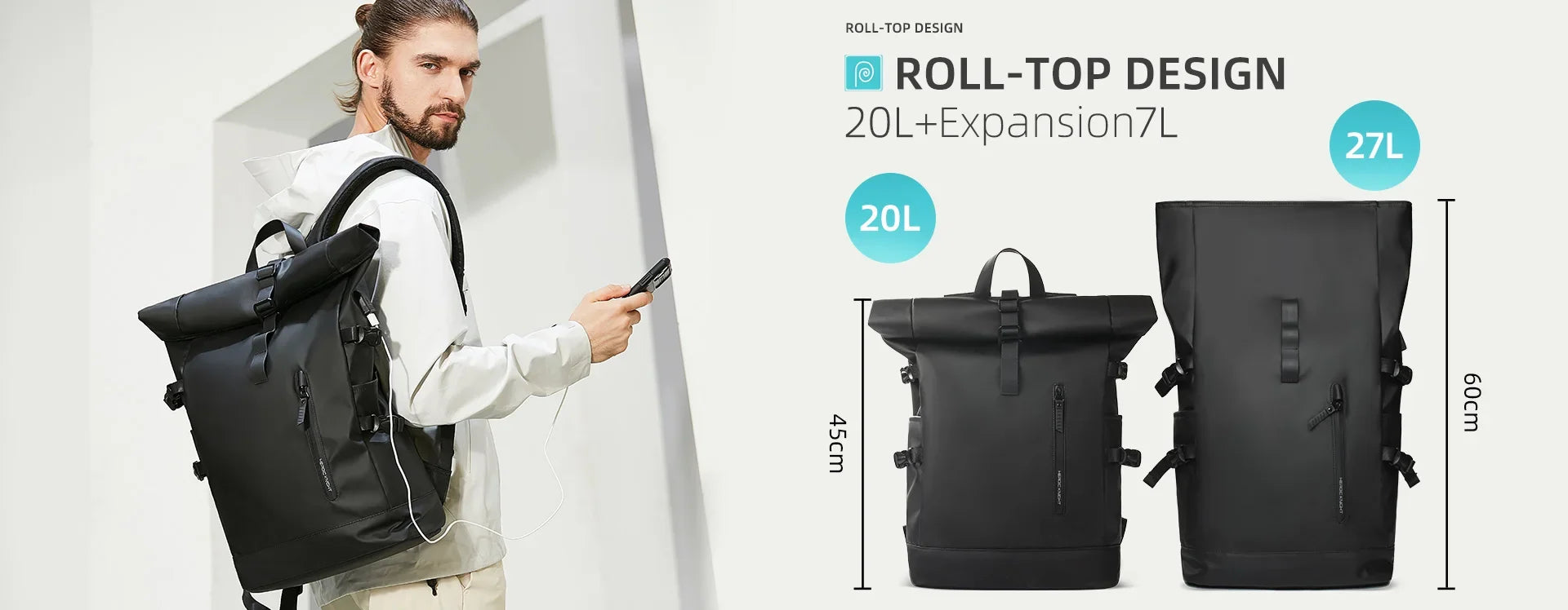 Heroic Knight Travel Men Backpack Multifunction Expandable Laptop Bag USB Port Outdoor Waterproof Hiking Pack For Male Anti-thef