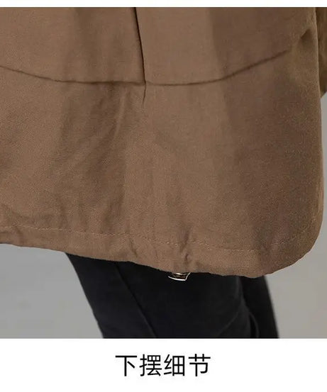 2024 Women Trench Coat With Hooded Tops Autumn New Coat Long-Sleeved Loose Mid-Length Outerwear Female Windbreaker