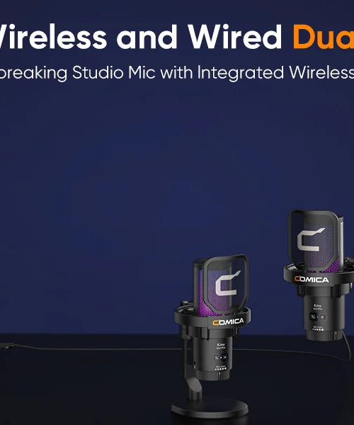 COMICA Uni Pro Wireless USB Gaming Microphone for PC Laptop Smartphone Noise Cancellation Condenser Mic with RGB Lights