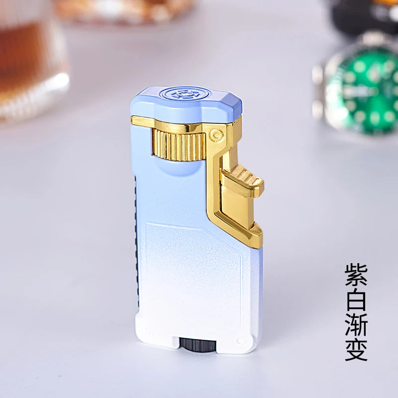 Dropshipping VIP Link Creative Three-color Flame Metal Gradient Inflatable Lighter Flame Switching Cool Windproof Torch Lighter
