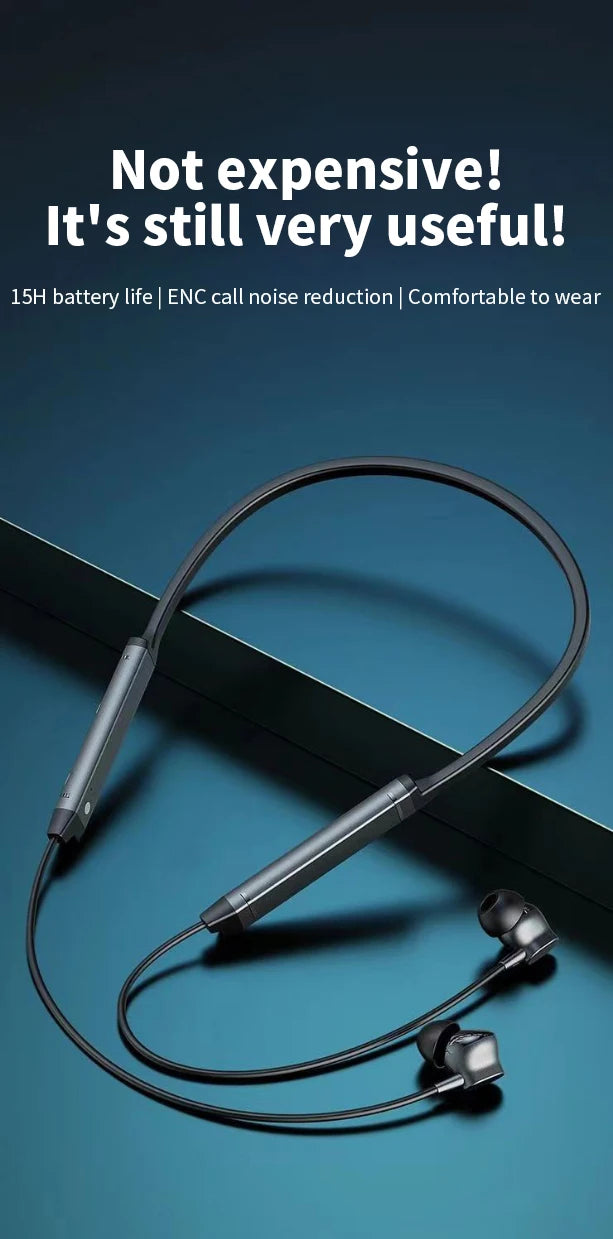 MZYMI BS09 Neckband Earbuds Wireless Bluetooth5.3 Noise Reduction Headphones HiFi Stereo Earphones Waterproof Headset With Mic