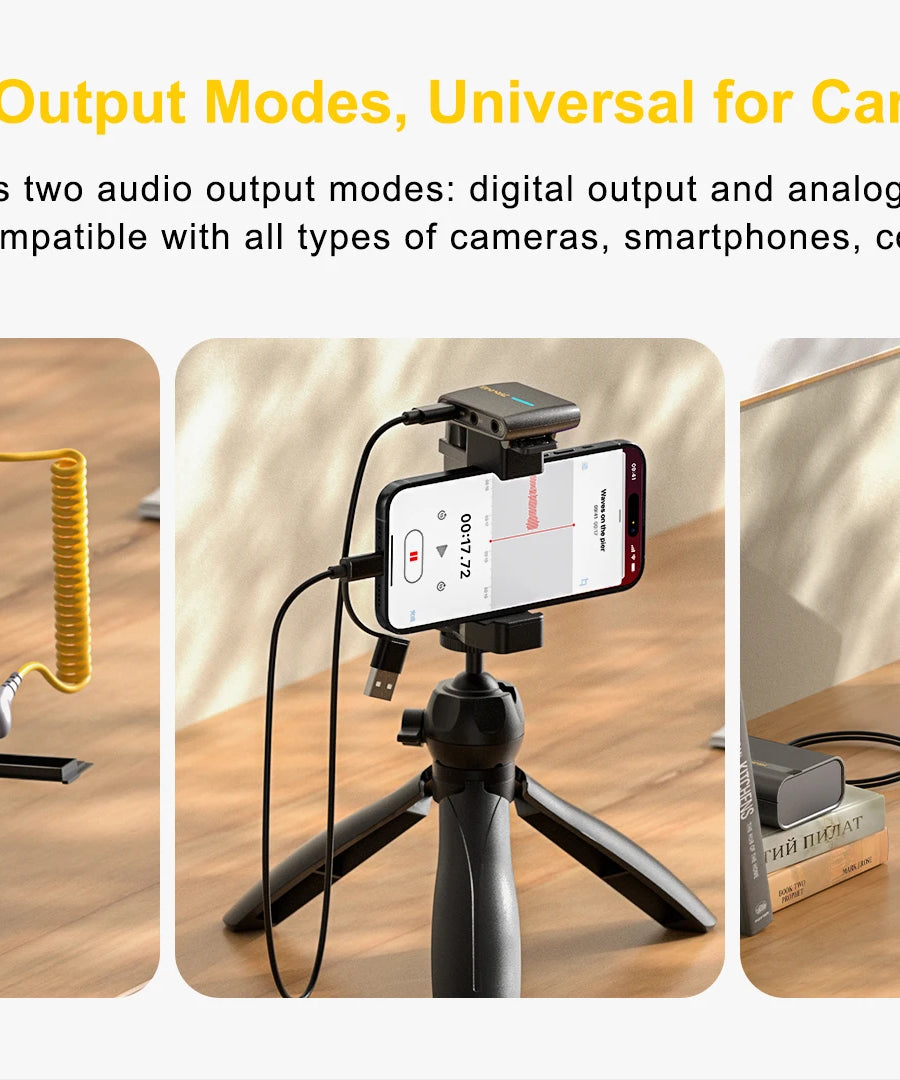 7Ryms iRay DW40 Wireless Lavalier Microphone with 4 Transmitters,48kHz/24bit Recording,AI Denoise for Camera,SmartPhone and PC