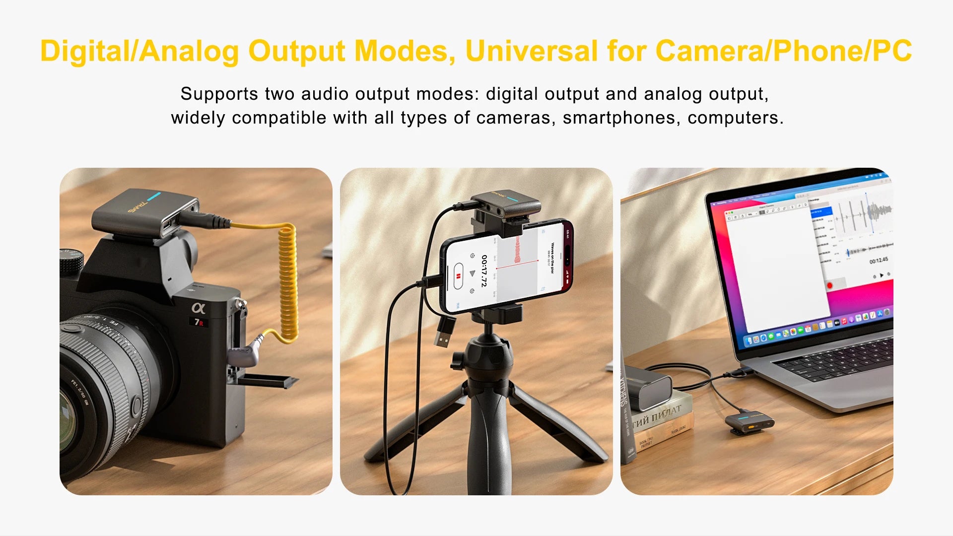 7Ryms iRay DW40 Wireless Lavalier Microphone with 4 Transmitters,48kHz/24bit Recording,AI Denoise for Camera,SmartPhone and PC