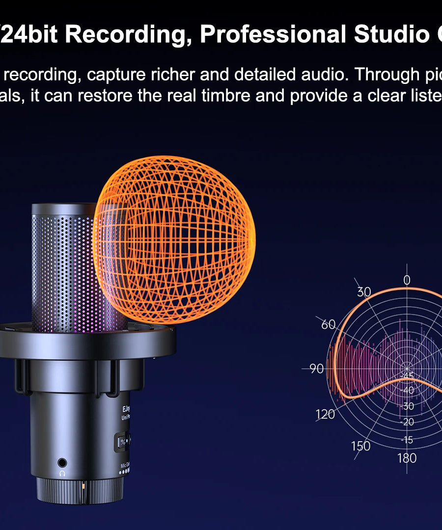 COMICA Uni Pro Wireless USB Gaming Microphone for PC Laptop Smartphone Noise Cancellation Condenser Mic with RGB Lights