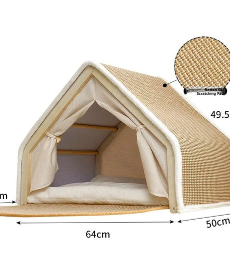 Warmth Enclosed Wooden  Scratching Board Large Villa Sle  House for All Seasons Indoor Pet elter  Tent Dog Bed