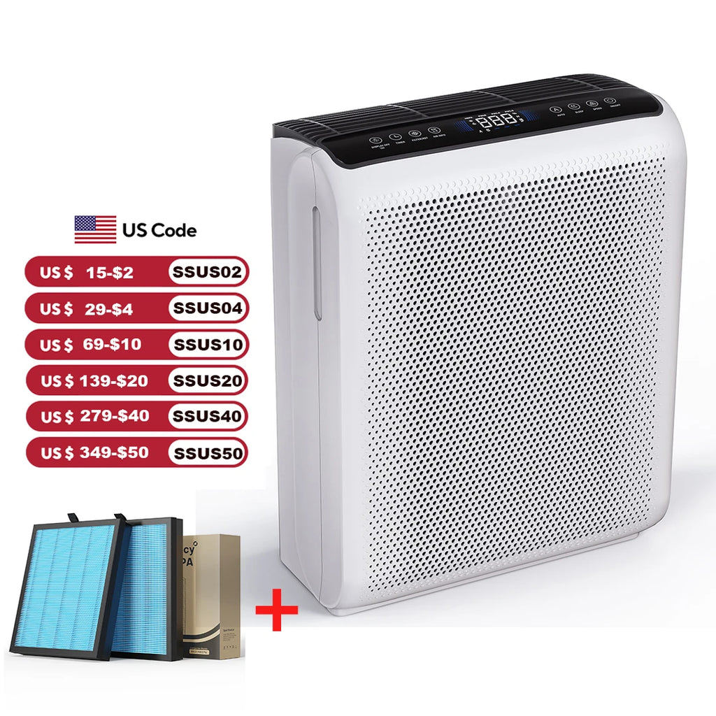 AROEVE Air Purifier 1504 Sq.Ft Touch Control Smart Timer 3 Speed , Washable Filters, for Pet Dander, Pollen, Smoke Bedroom, MK07