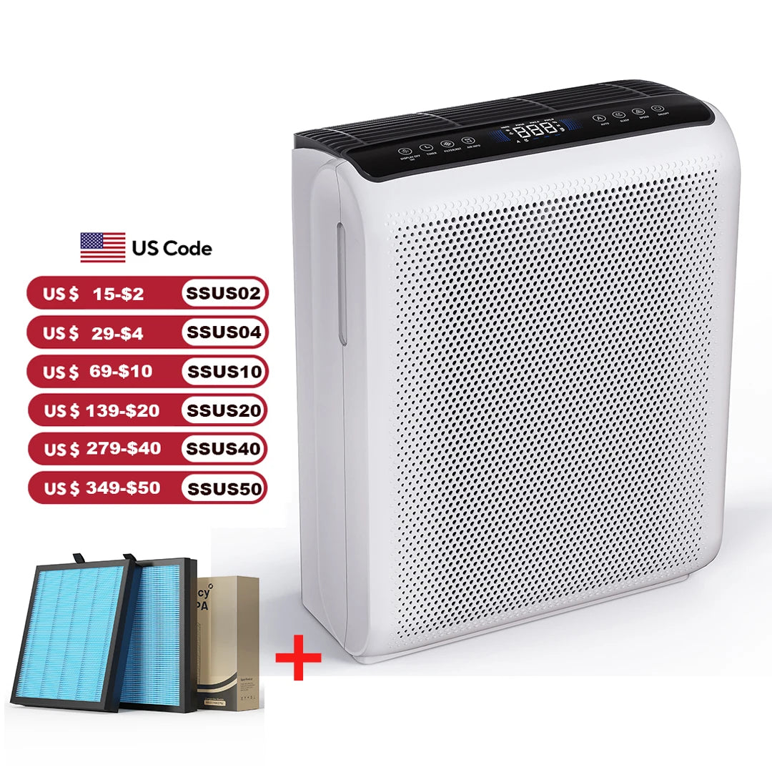 AROEVE Air Purifier 1504 Sq.Ft Touch Control Smart Timer 3 Speed , Washable Filters, for Pet Dander, Pollen, Smoke Bedroom, MK07