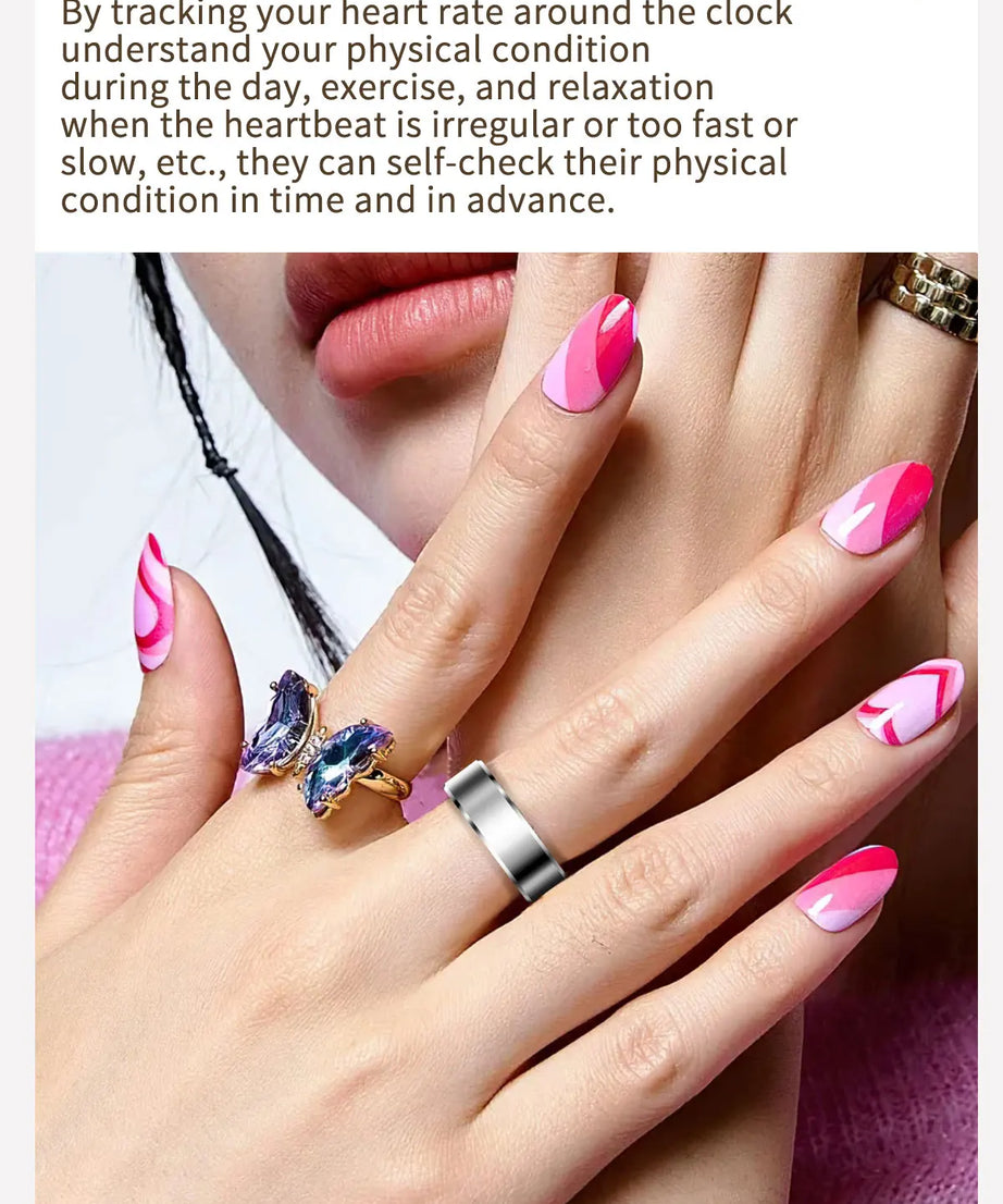 Couple Xiaomi Smart Ring, Bluetooth Sync,Sleep&Heart Rate Tracker, 5ATM Waterproof, Compatible iOS/Android, Men&Women Smart Ring