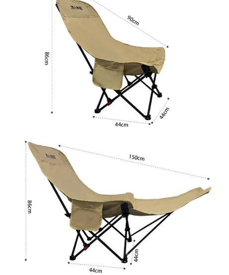 Portable Folding Chair Folding Recliner Curved Headrest Comfort Experience Easy Storage Lunch Foldable Recliner With Leg Rests