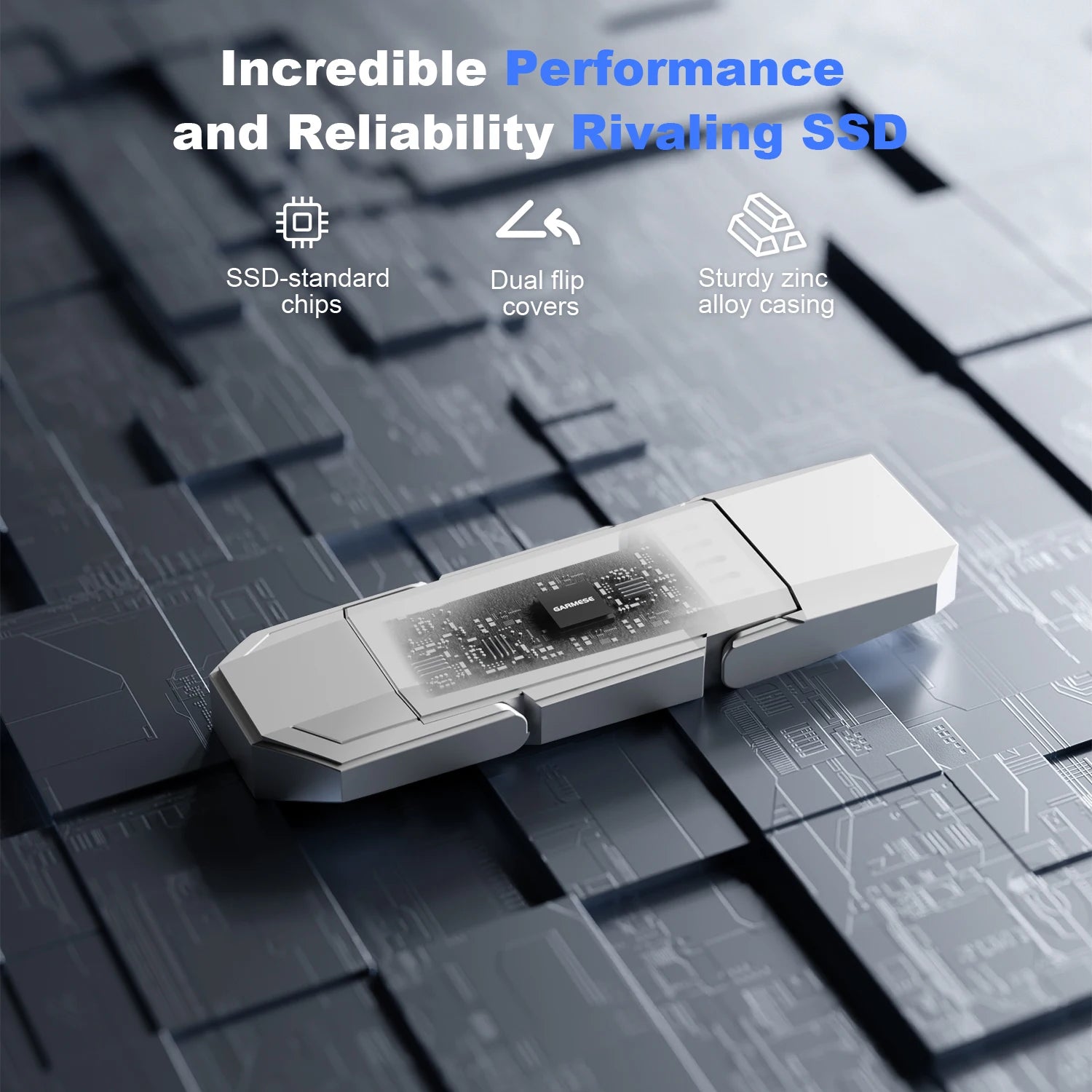 Kootion U54 USB Flash Drive Portable Type C/A Dual Slot USB Disk 128GB 256GB 512GB 450MB/S Grey Memory Stick for Laptop Tablet