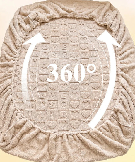 Autumn and Winter Fleece Bedspread, Mattress Protector, Dust Cover Fitted Sheet Suitable for Bedroom Dormitory Hotel Queen Size