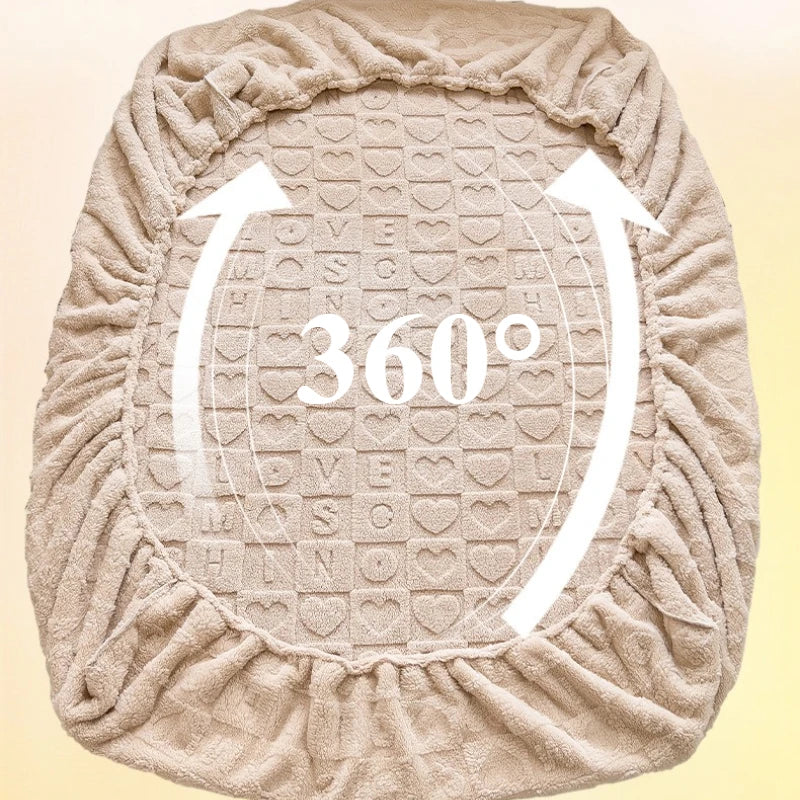 Autumn and Winter Fleece Bedspread, Mattress Protector, Dust Cover Fitted Sheet Suitable for Bedroom Dormitory Hotel Queen Size