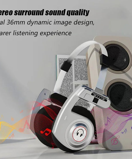 Retro Wireless Bluetooth Headphones with Stereo Microphone HIFI Sound Foldable Noise Cancelling Headsets for Music & Gaming