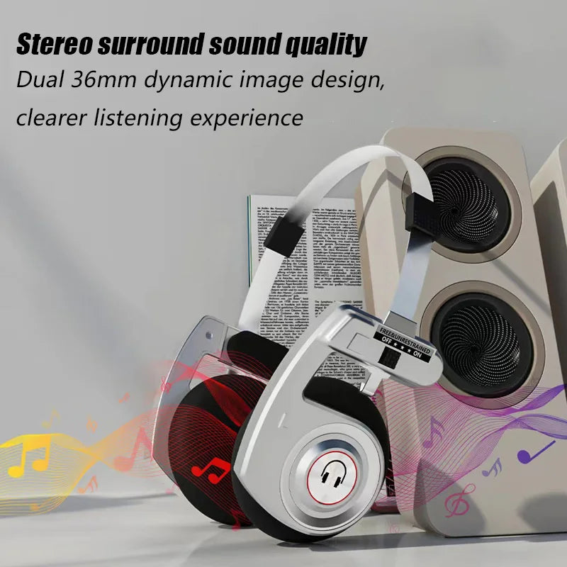Retro Wireless Bluetooth Headphones with Stereo Microphone HIFI Sound Foldable Noise Cancelling Headsets for Music & Gaming