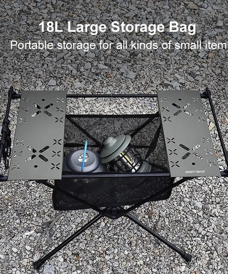 WESTTUNE Camping Folding Table Portable Aluminum Alloy Lightweight Table with Accessories Multifunctional Outdoor Table