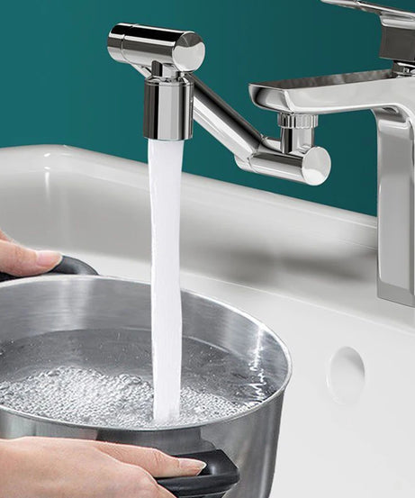 1440° Rotatable Scalable Metal Faucet Bathroom Tap Splash-proof Bubbler Kitchen Faucet Filter Nozzle Tap Saving Water Extender