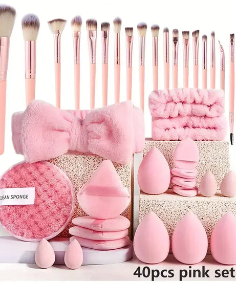 20/40 Pink Makeup kit Complete Makeup Brush Set, Big set includes Soft Brushes, Beauty Blender, Birthday Christmas New Year gift