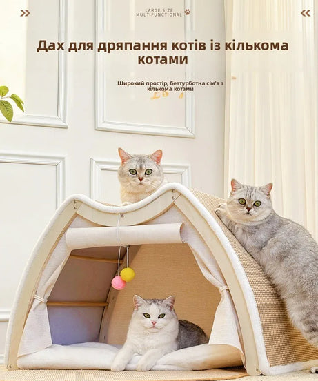 Warmth Enclosed Wooden  Scratching Board Large Villa Sle  House for All Seasons Indoor Pet elter  Tent Dog Bed