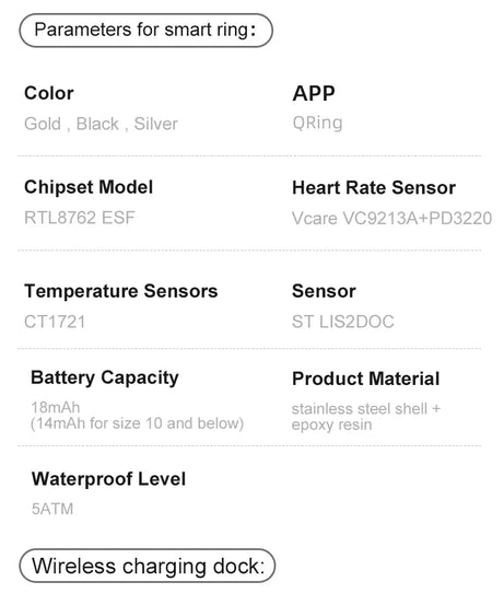 Uhoofit R10 Smart Ring with Charging Case Men Women Health Heart Rate Sleep Monitor IP68 & 5ATM Waterproof Multi-sport Mode