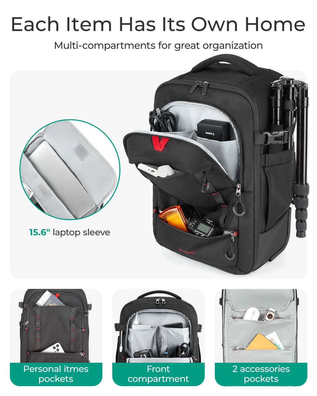 BAGSMART Rolling Camera Bag Photographer Backpack for DSLRs Professional Roller Photo Bags Photographic Rolling Travel Suitcase