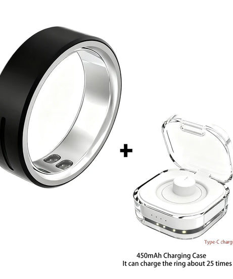 Ceramic Smart Ring with Vibrate Alerts Calls Alarm Notification Vibration, Health and Sleep Monitor 5ATM Waterproof Ring for Men