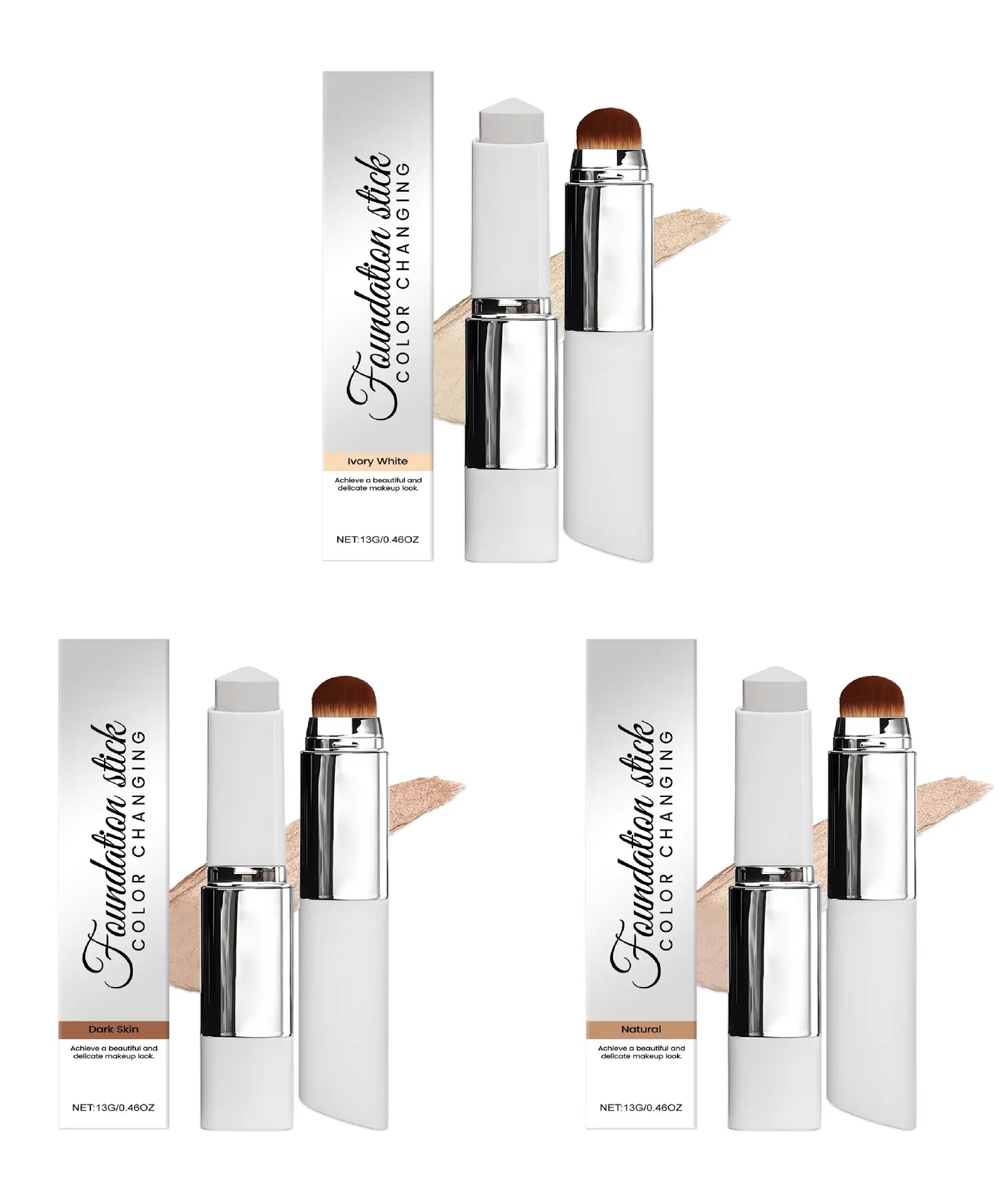 2-in-1 Color-Changing Foundation Liquid Stick Lasting Concealer Lightweight Moisturizing Brightening Matte Natural Base Makeup