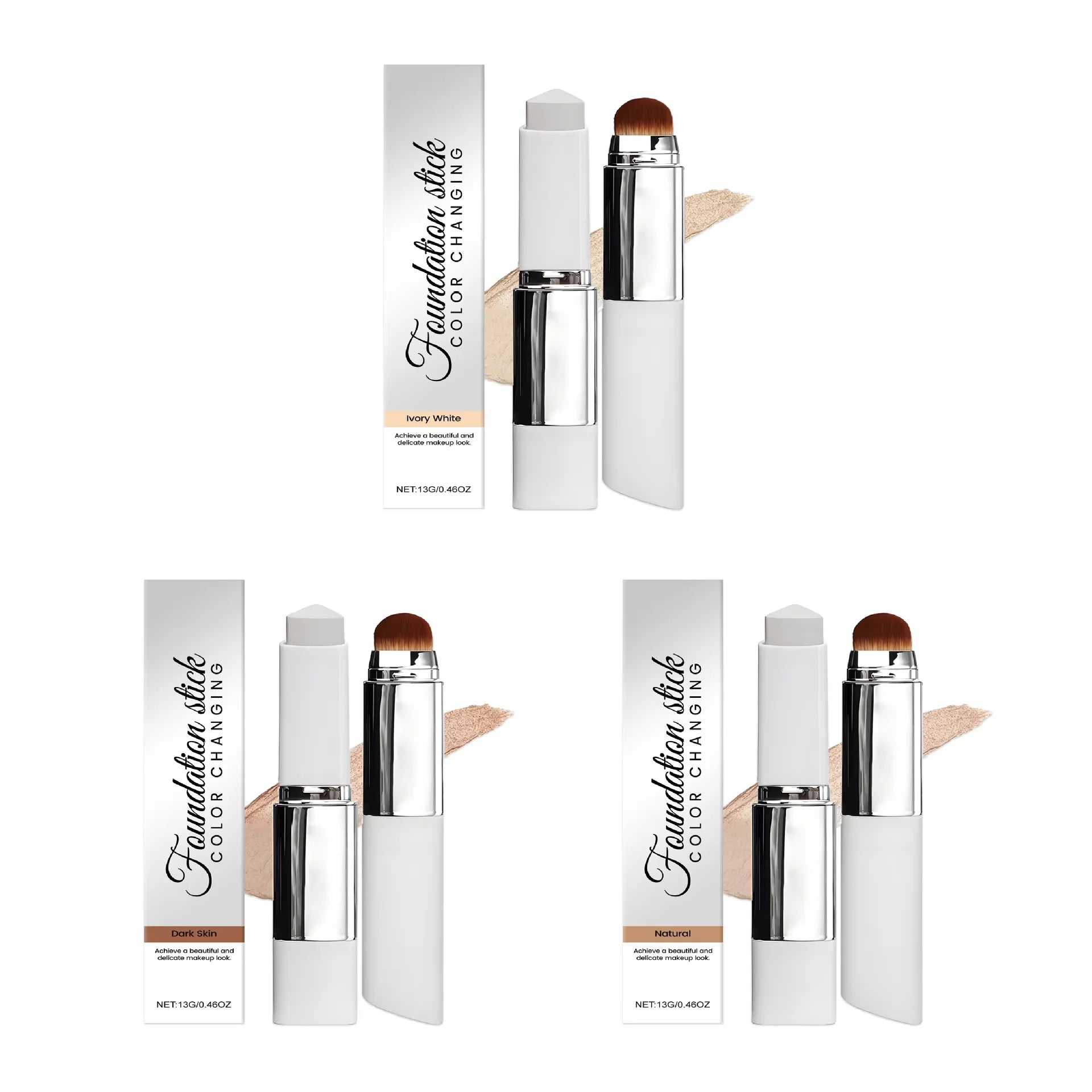 2-in-1 Color-Changing Foundation Liquid Stick Lasting Concealer Lightweight Moisturizing Brightening Matte Natural Base Makeup