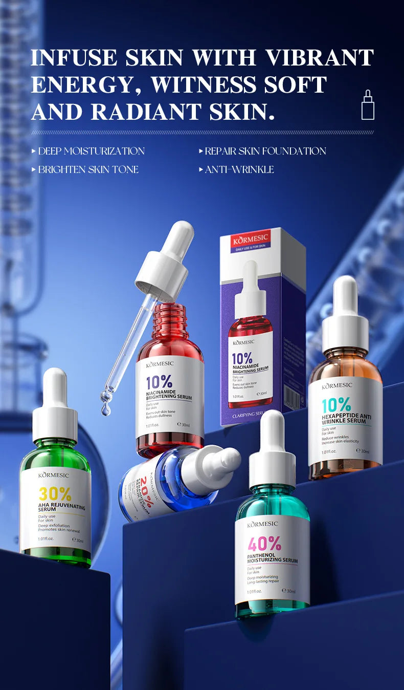 AHA Rejuvenation Niacinamide Brightening Face Serum Hexapeptide Ceramide Panthenol  Essence Anti Wrinkle Nourishing Skin Care