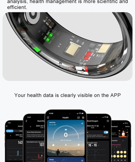 R08 Smart Ring For Men Women Touch Control Function Health Monitor IP68 5ATM Waterproof Skin Temperature Measure Smart Ring New