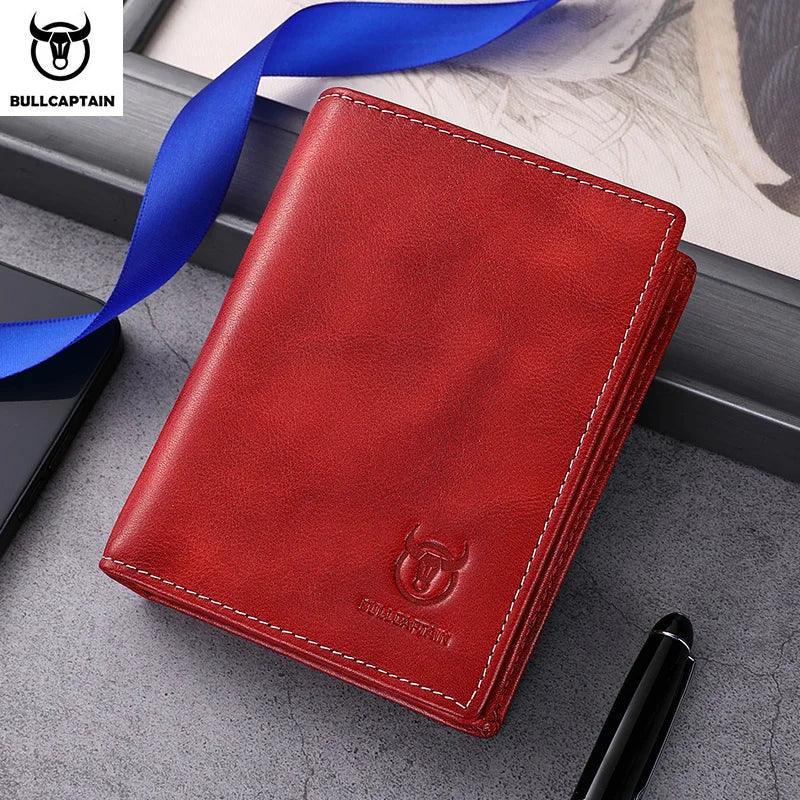 BULLCAPTAIN New 100% Leather Men's Wallet High Quality Product Leather Men's Wallet Multifunctional Card Slot Short Wallet QB017