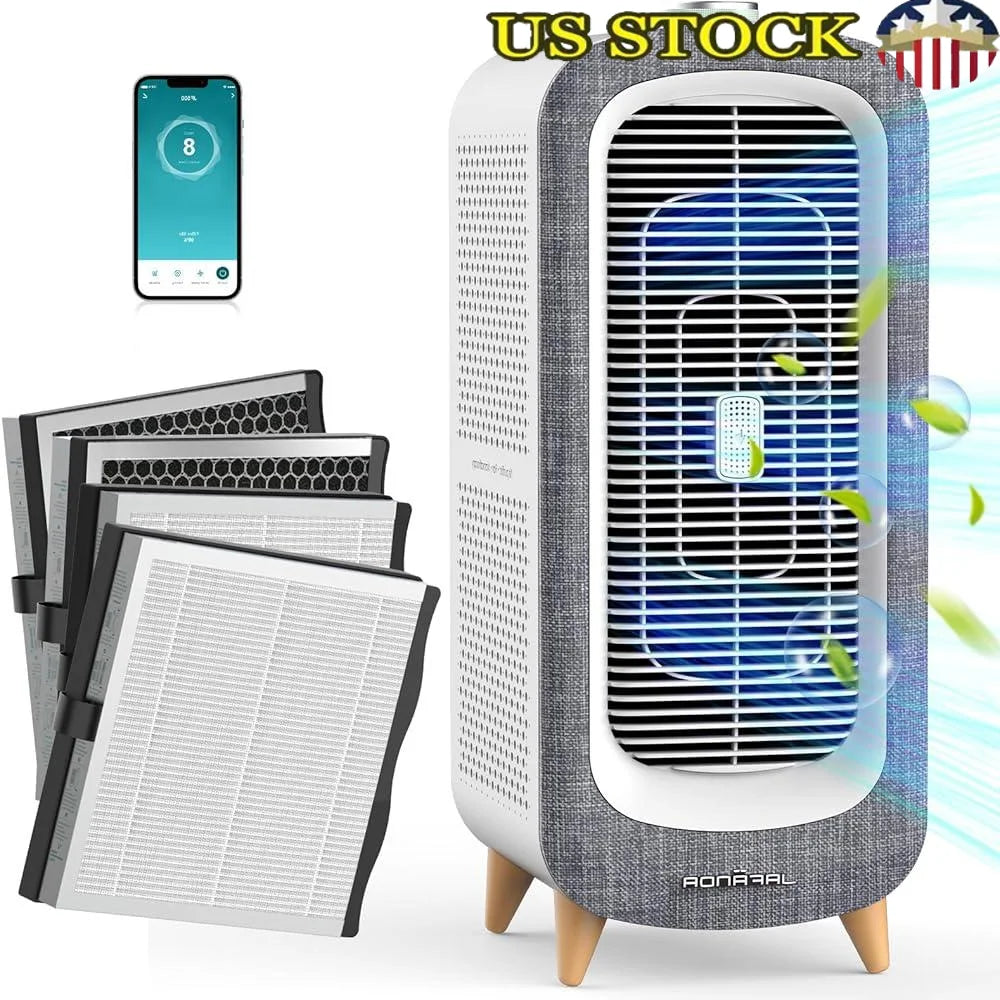 Air Purifier Large Room 2105ft² True HEPA 13 Filter Activated Carbon Quiet Odor Eliminator Allergens Removal Air Quality Monitor