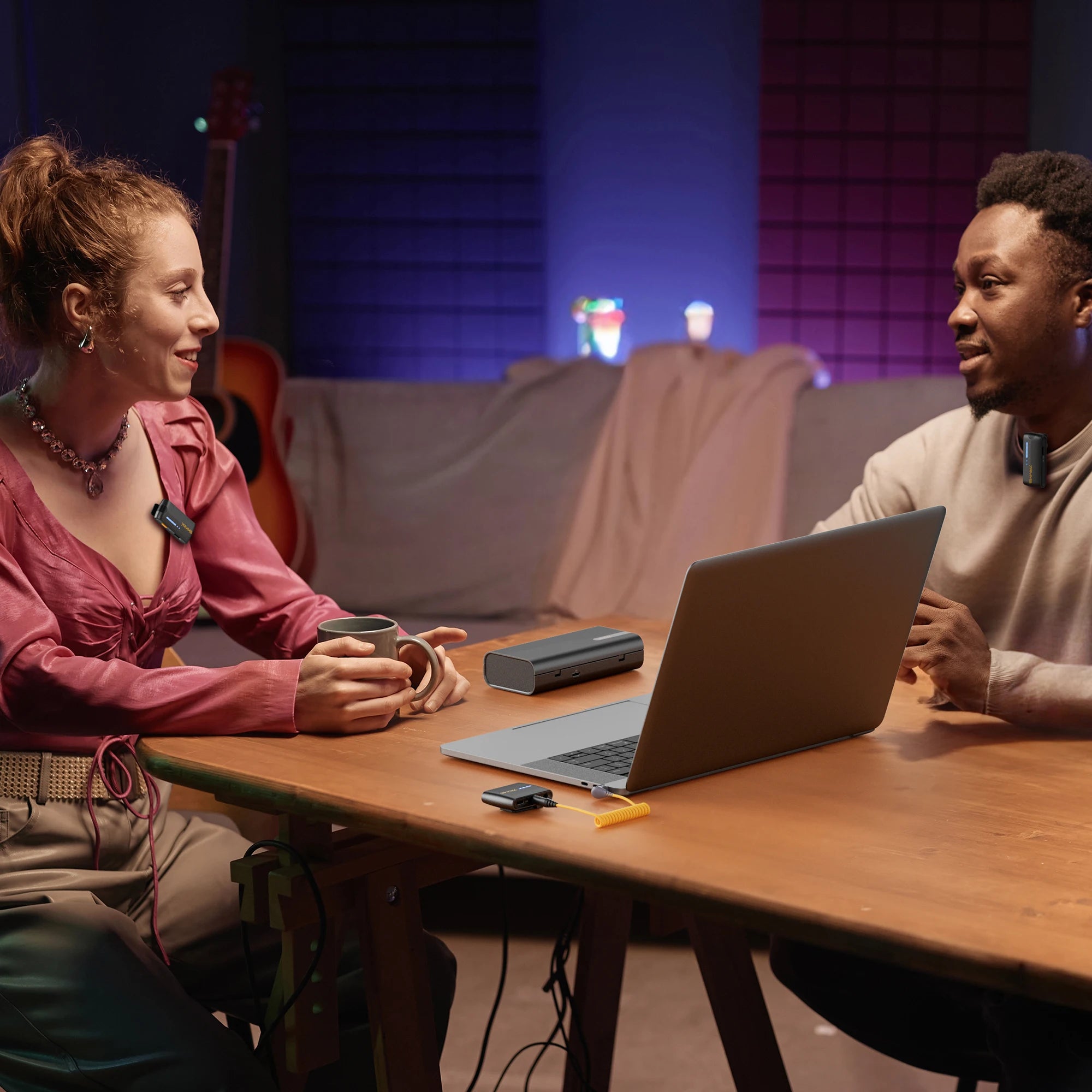 7Ryms iRay DW40 Wireless Lavalier Microphone with 4 Transmitters,48kHz/24bit Recording,AI Denoise for Camera,SmartPhone and PC