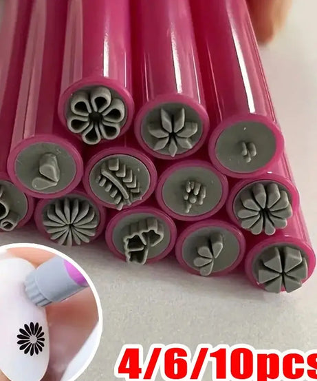4/6/10Pcs Set Nail Art Stamp Pen DIY Floral Butterfly Nail Graffiti Nail Dotting Tools Polishing Painting Drawing Manicure Tools