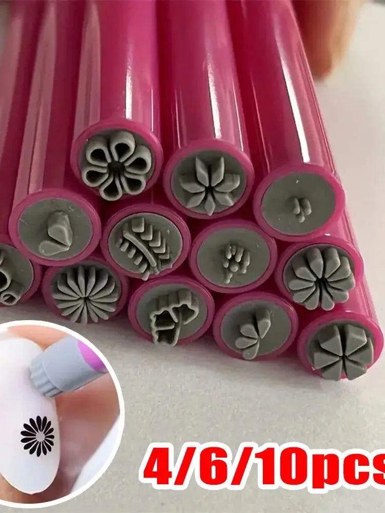 4/6/10Pcs Set Nail Art Stamp Pen DIY Floral Butterfly Nail Graffiti Nail Dotting Tools Polishing Painting Drawing Manicure Tools