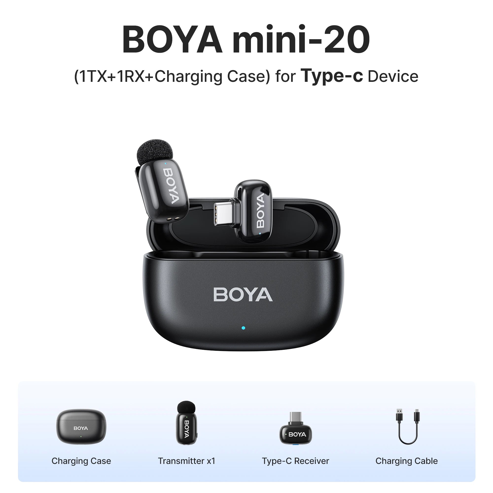 BOYA BOYA Mini Wireless Lavalier Microphone for iPhone 15/16 Series Android Type-C Smartphones Mirroless Cameras Video Recording