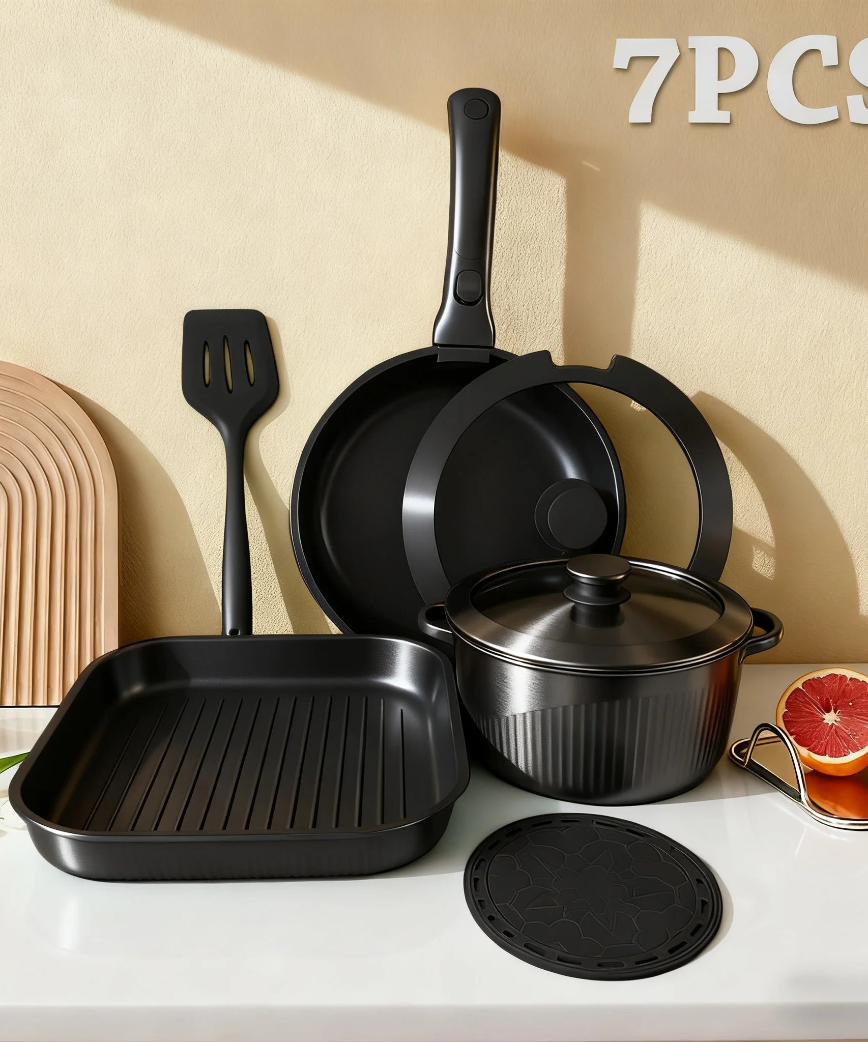 Pots and Pans Set, Nonstick Cookware Set Detachable Handle, Induction Kitchen Cookware Sets , RV Cookware Set, Oven Safe