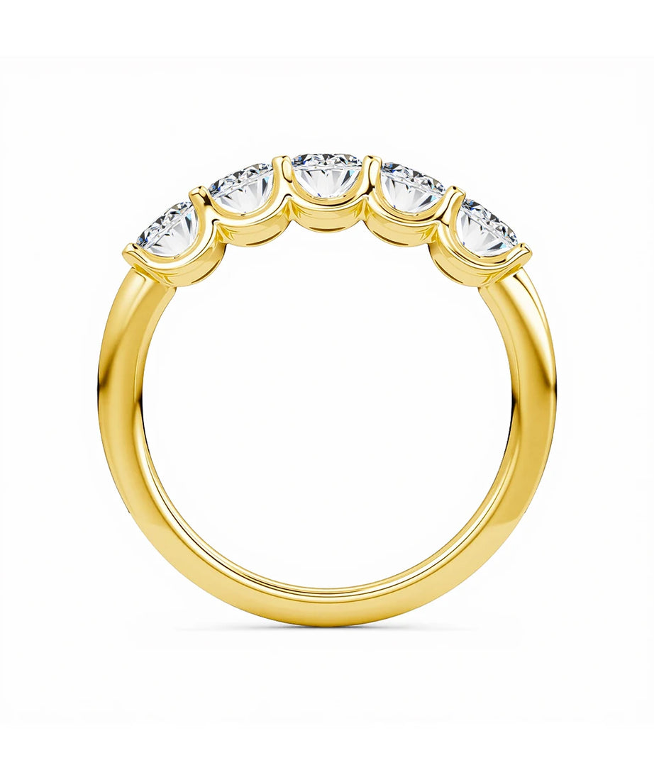 Oval 14K Yellow Gold Engagement Ring GRA Certified Moissanite Row Band 5 Stone 1.5ctw 100% Authentic for Women Wedding Jewelry