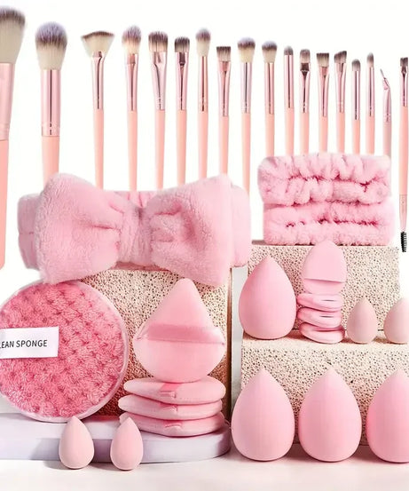 20/40 Pink Makeup kit Complete Makeup Brush Set, Big set includes Soft Brushes, Beauty Blender, Birthday Christmas New Year gift