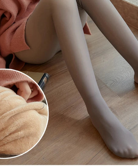 Thick Thermal Stockings Woman Warm Winter Sexy Translucent Velvet Tights Pantyhose Female High Waist Elastic Fleece Tights Women